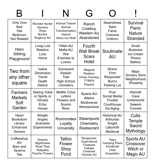AU-gust Bingo Card