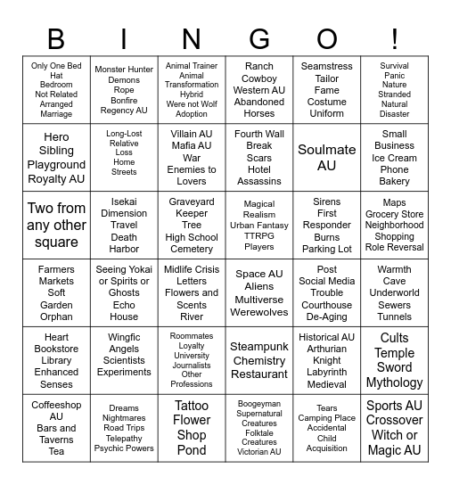 AU-gust Bingo Card