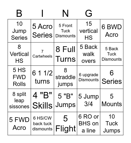 Beam Bingo Card