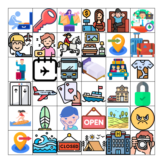 Las vacaciones y los viajes Bingo Card