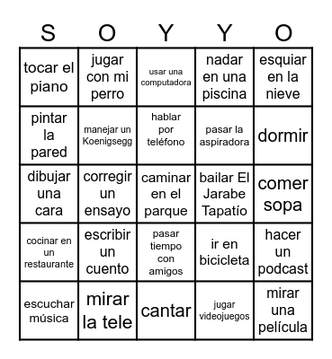 Tiempo Libre #2 Bingo Card