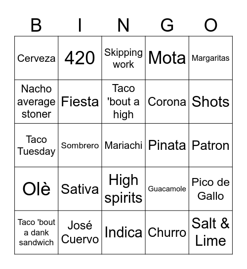 Cinco de High-O Bingo Card