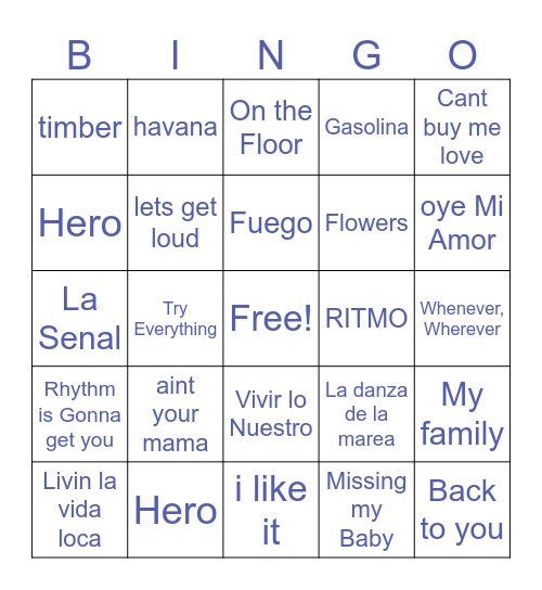 Fiesta Bingo Card