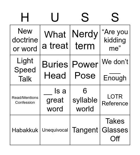 Michael Huss Bingo Card