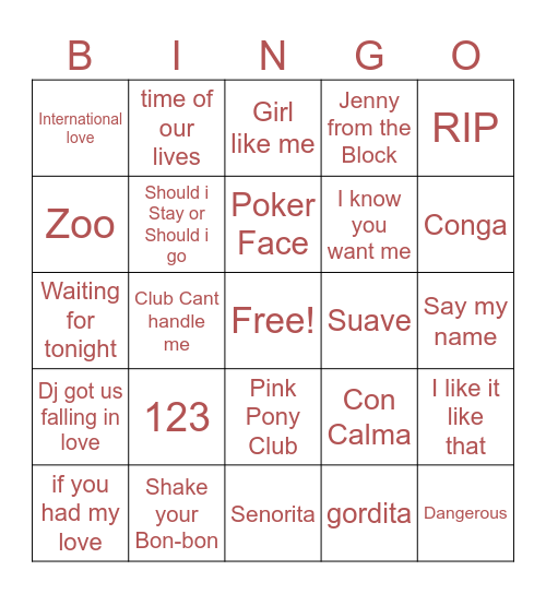 Fiesta 2 Bingo Card