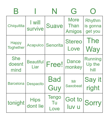 Fiesta3 Bingo Card
