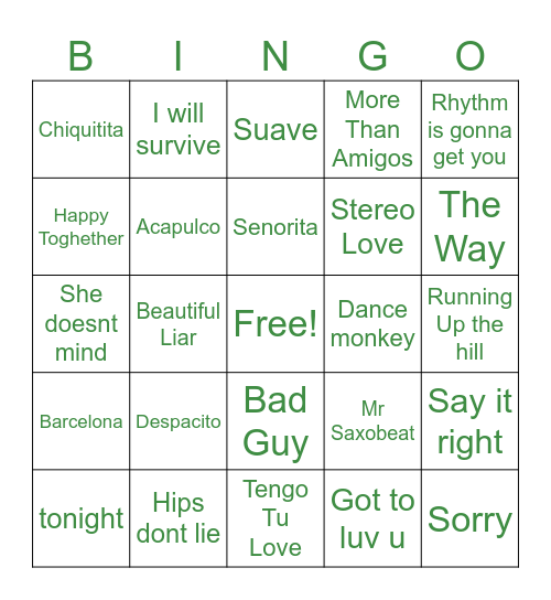 Fiesta3 Bingo Card