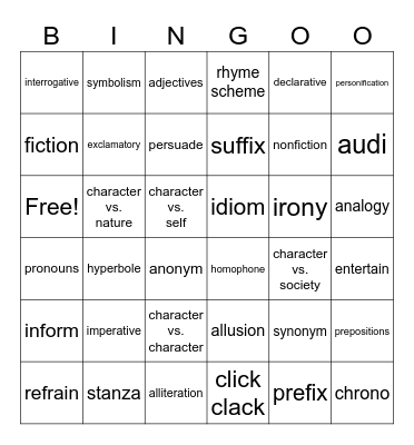 READING 7 SOL REVIEW #2 Bingo Card