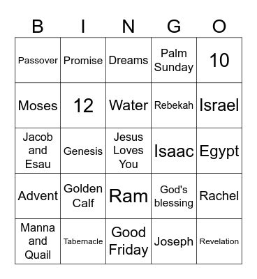 Bible Bingo Card