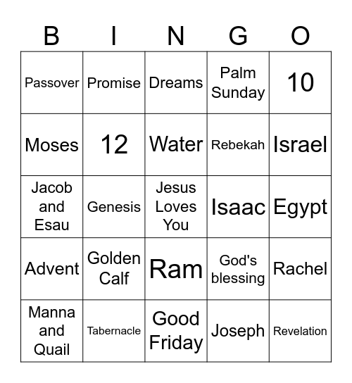 Bible Bingo Card
