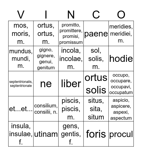 Chapter 1 Vocab Bingo Card
