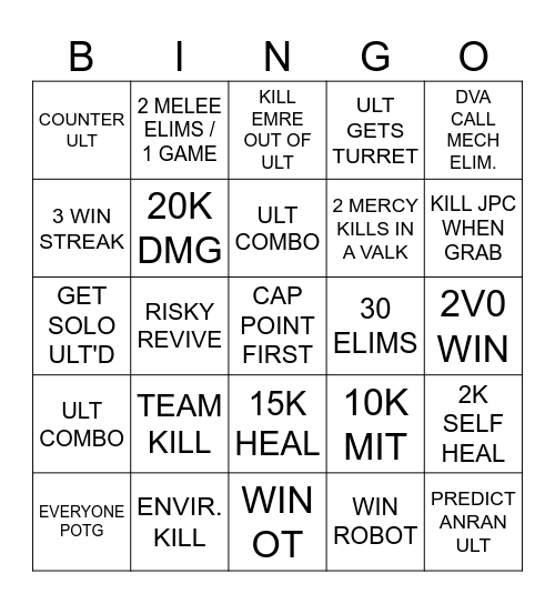 OW BINGO Card