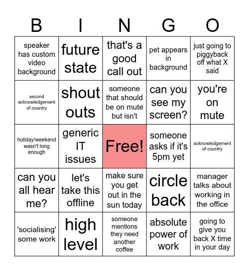 Corpo Bingo Card