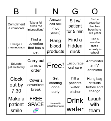 Nurses Week Bingo Card