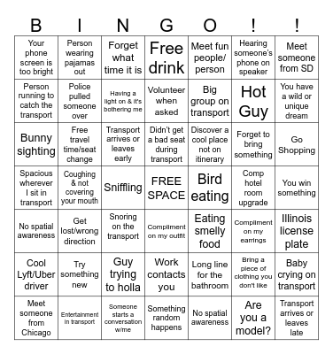SBG Travel Bingo - Bingo Card