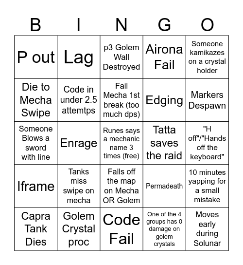 NM raids Bingo Card