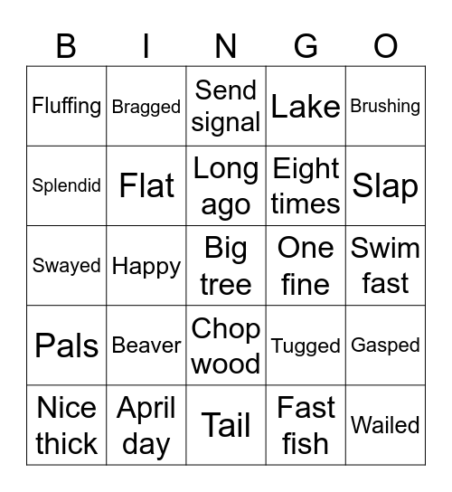 A Tale of a Tail Bingo Card