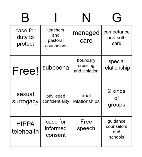 FMSt 325 Final Exam Bingo Card