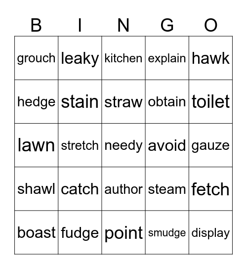 Sonday Bingo Card