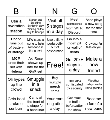 Welcome to Rockville 2026 Bingo Card