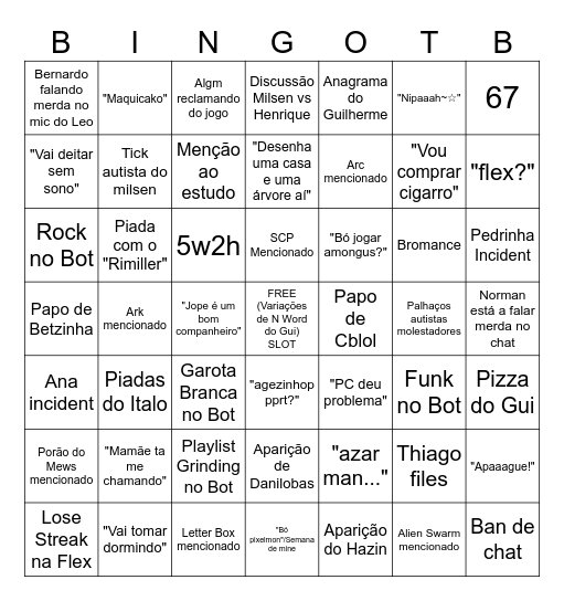 Bingo Todo Bugado Bingo Card