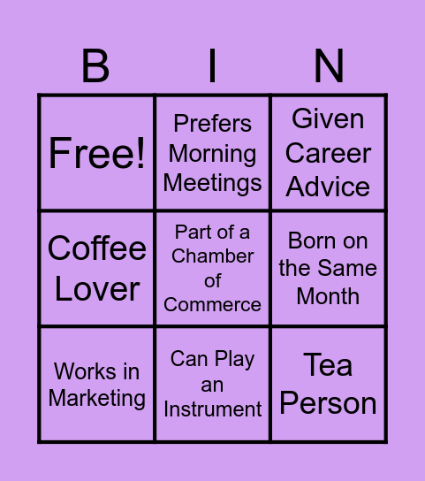 Network Bingo Card