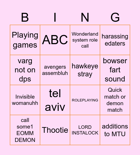 RIVALS BINGO Card