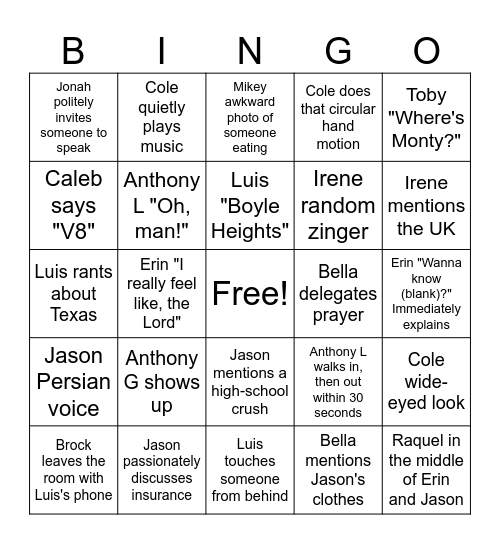 FRDM Bingo-Maddie Bingo Card