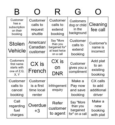 Borgo Bingo Card