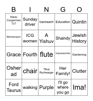 Happy Birthday Ima Bingo Card