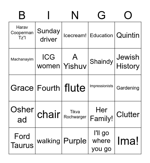Happy Birthday Ima Bingo Card
