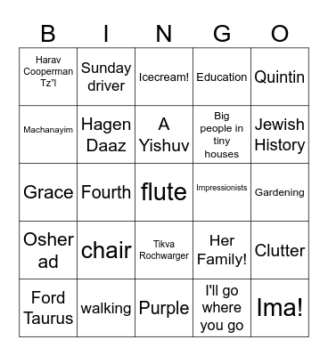 Happy Birthday Ima Bingo Card