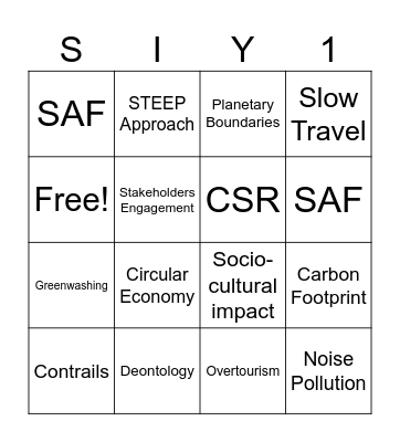 SAT Revision BINGO Card