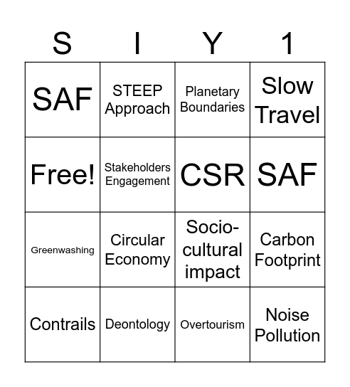 SAT Revision BINGO Card
