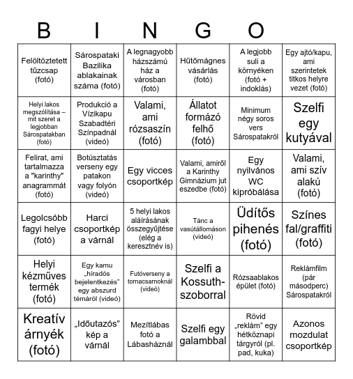 Sárospatak Bingo Card