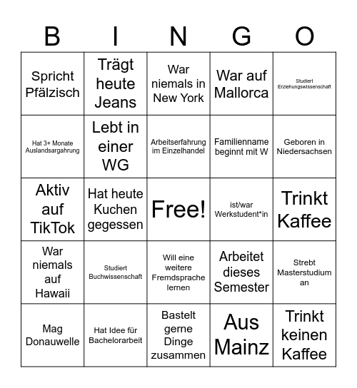 Networking Bingo Card
