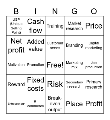 Business Bingo Card