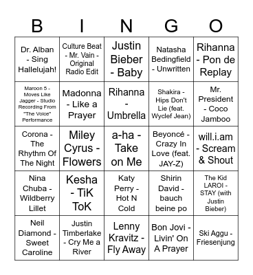 Ohrwurm-Garantie Bingo Card
