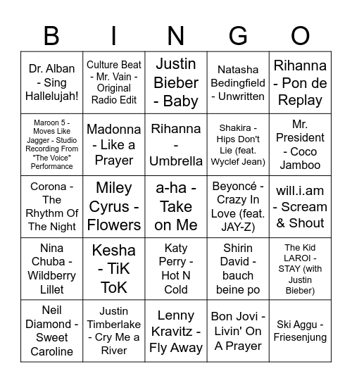 Ohrwurm-Garantie Bingo Card