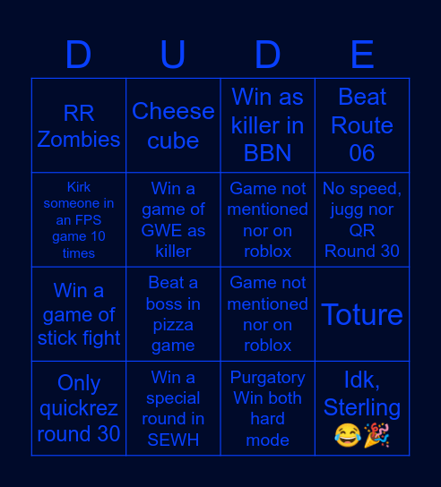 Blackout bingo Card