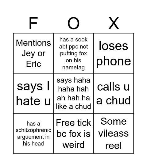 fox bingo Card