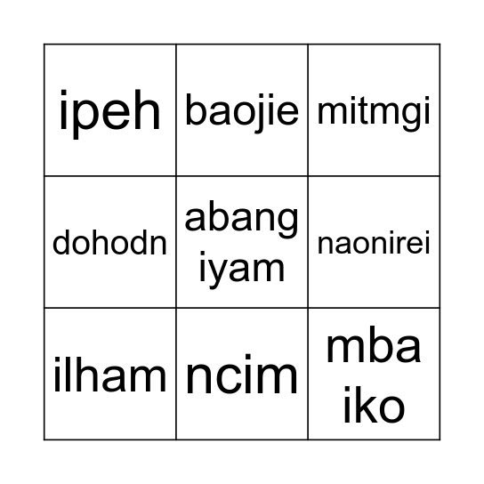 Egi Bingo Card
