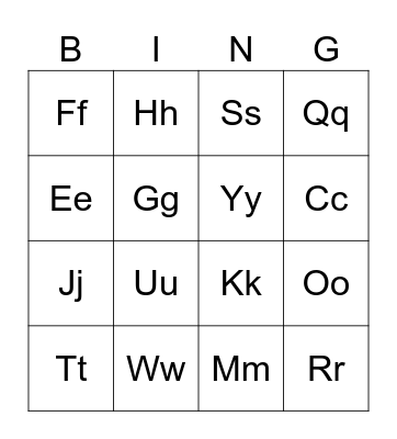Sounds Bingo Card