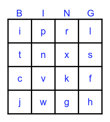 Speed Sounds 1 Bingo Card