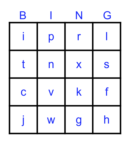 Speed Sounds 1 Bingo Card