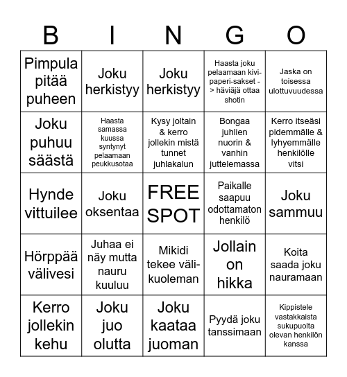 Juhan 30v. synttäribingo Card