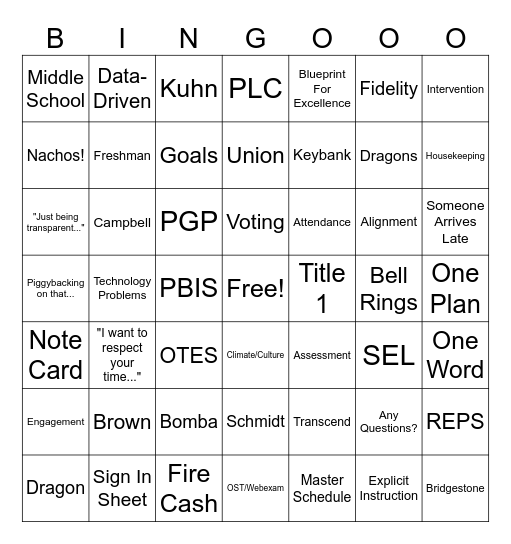 Dragon Bingo Card