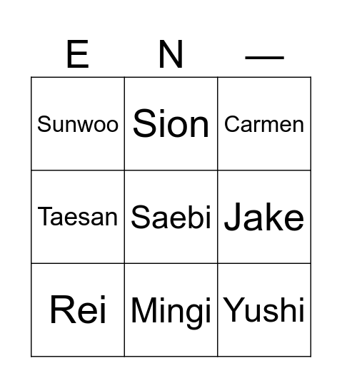Seimjaeyun Bingo Card