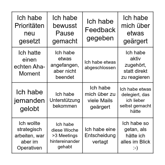 Mein Alltag als Leitung Bingo Card