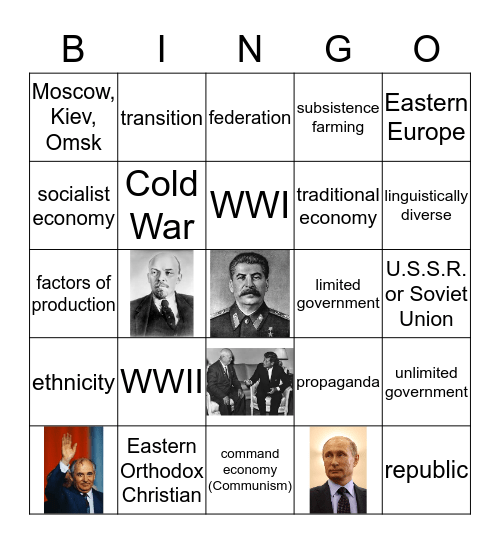 Russia Bingo Card